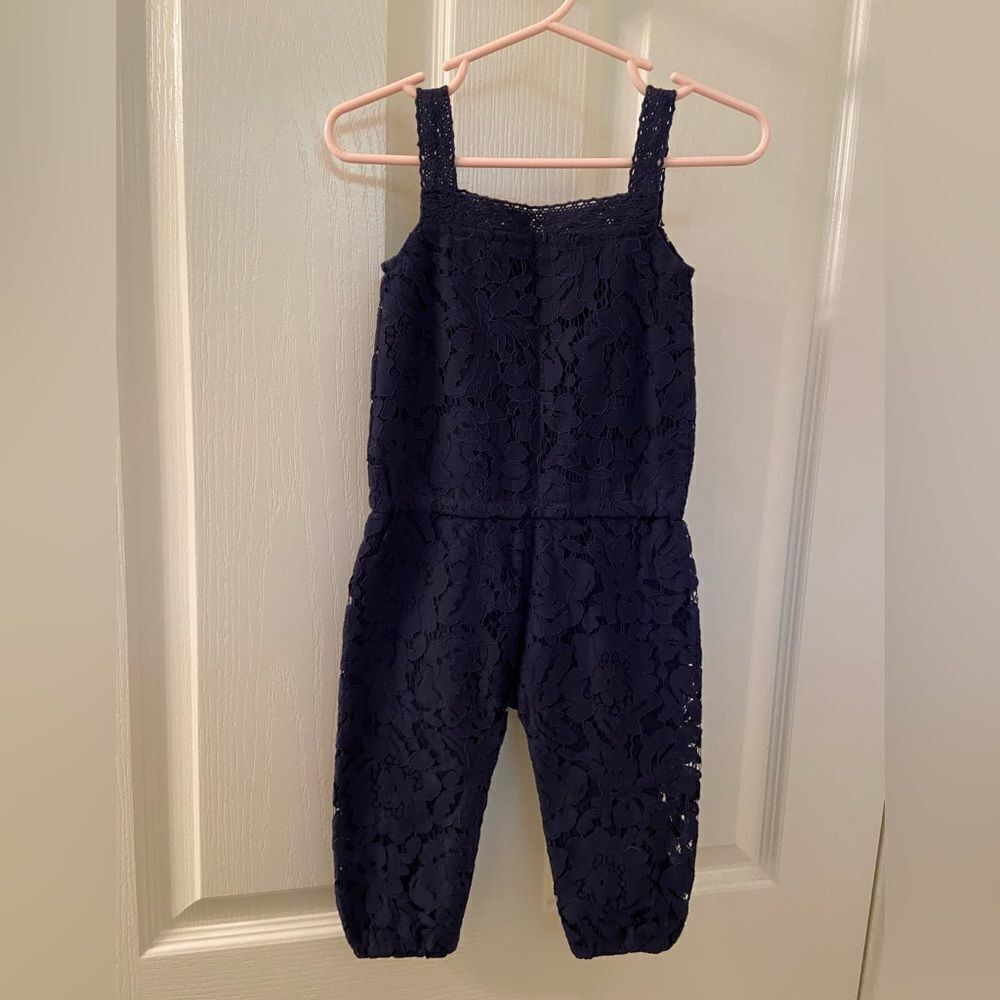 Peek Little Peanut Lace Jumpsuit Navy Blue Size Medium 6-12 Months